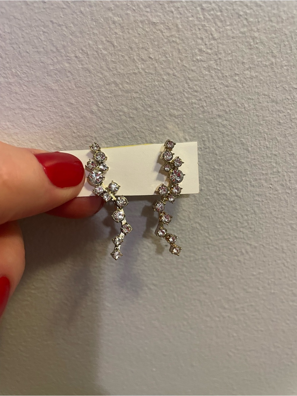 BaubleBar Silver Crystal Zigzag Drop Earrings